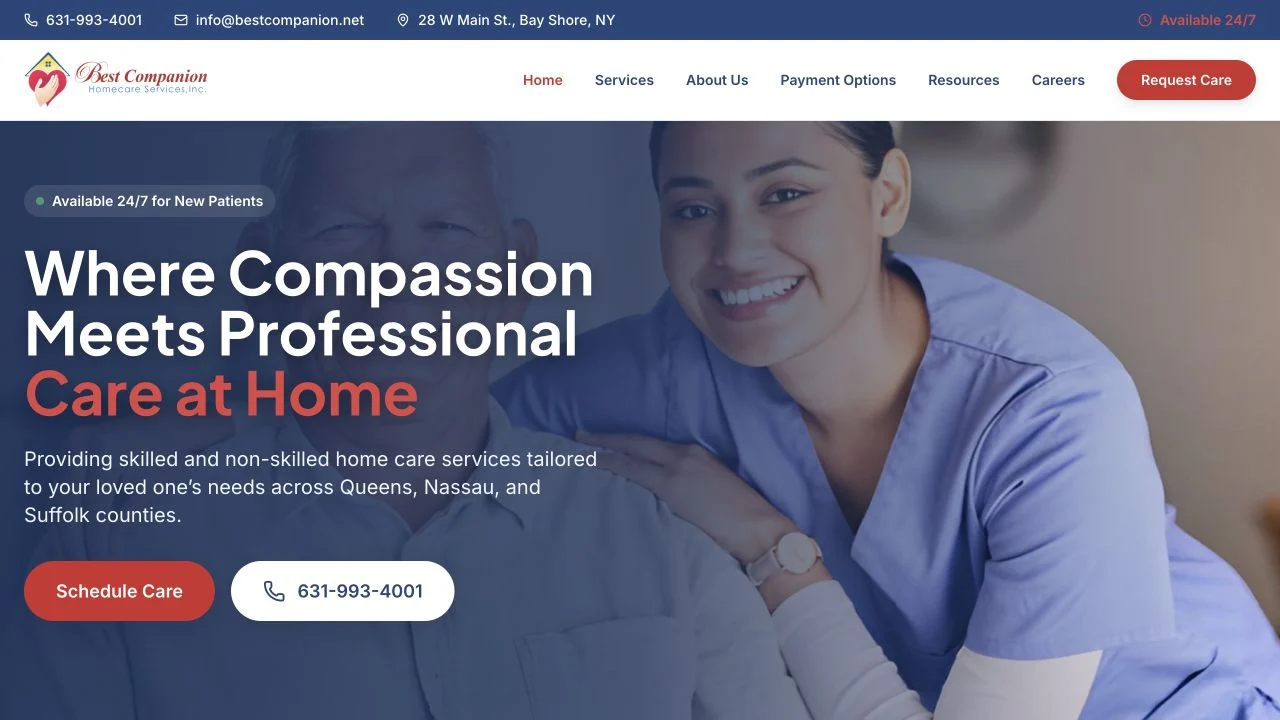 Best Companion home care website generated with Cosmic Jaunt